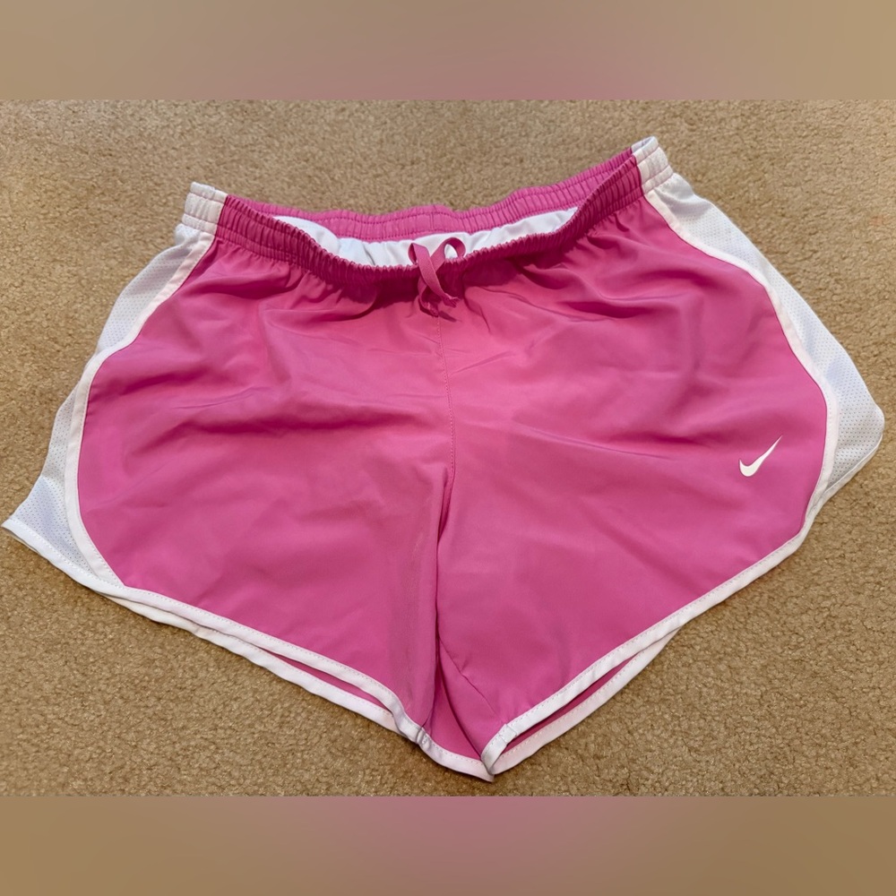 Nike Girls (Large) Pink Running Shorts with White Trim